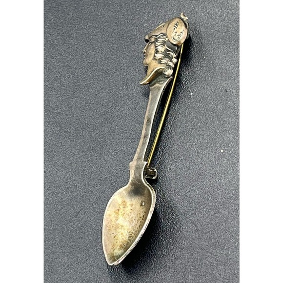 Sterling silver Roman soldier Spoon brooch Athene / Minerva Lapel Pin - Picture 4 of 13
